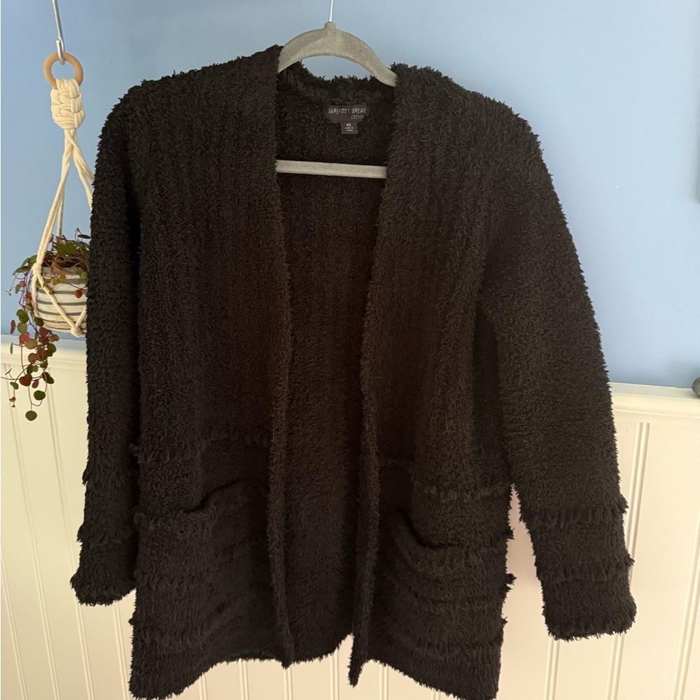 Barefoot Dreams Black Cardigan Sweater Open-Front size XS